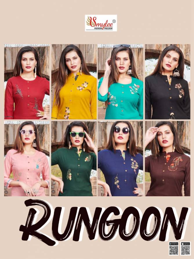 RUNG RUNGOON Fancy Regular wear Heavy plan Rayon With Hand Work Top With Palazzo Collection  